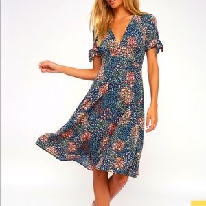 NWT Navy Blue Floral Print Austyn Dress from Lulus
